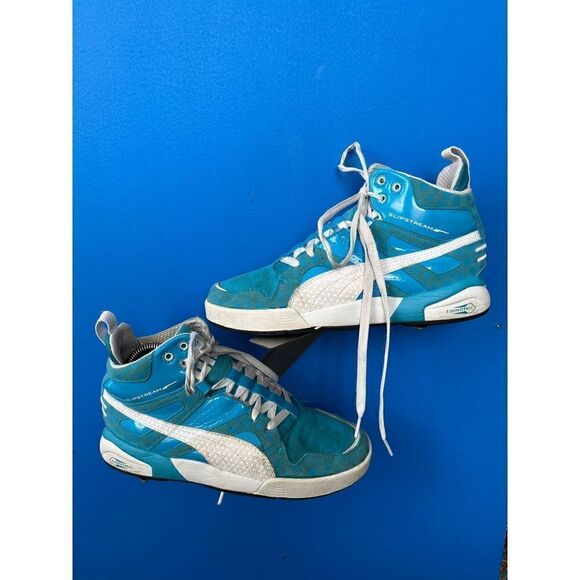 Puma Slip Stream Mid Leather Trainers 355648 01 Blue Us Size 8 - Picture 1 of 6